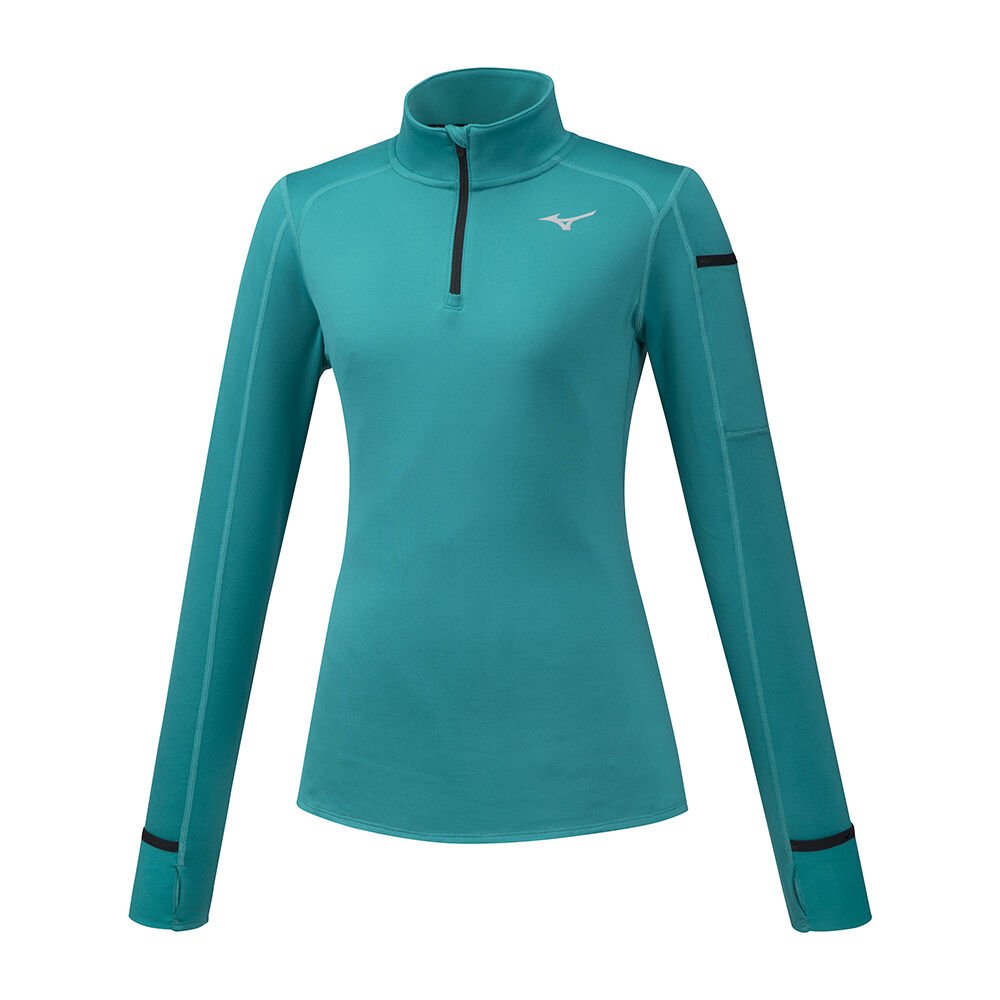 Blusa Mizuno Running Vortex Warmalite HZ - Mulher - Azuis - LKOUT3856